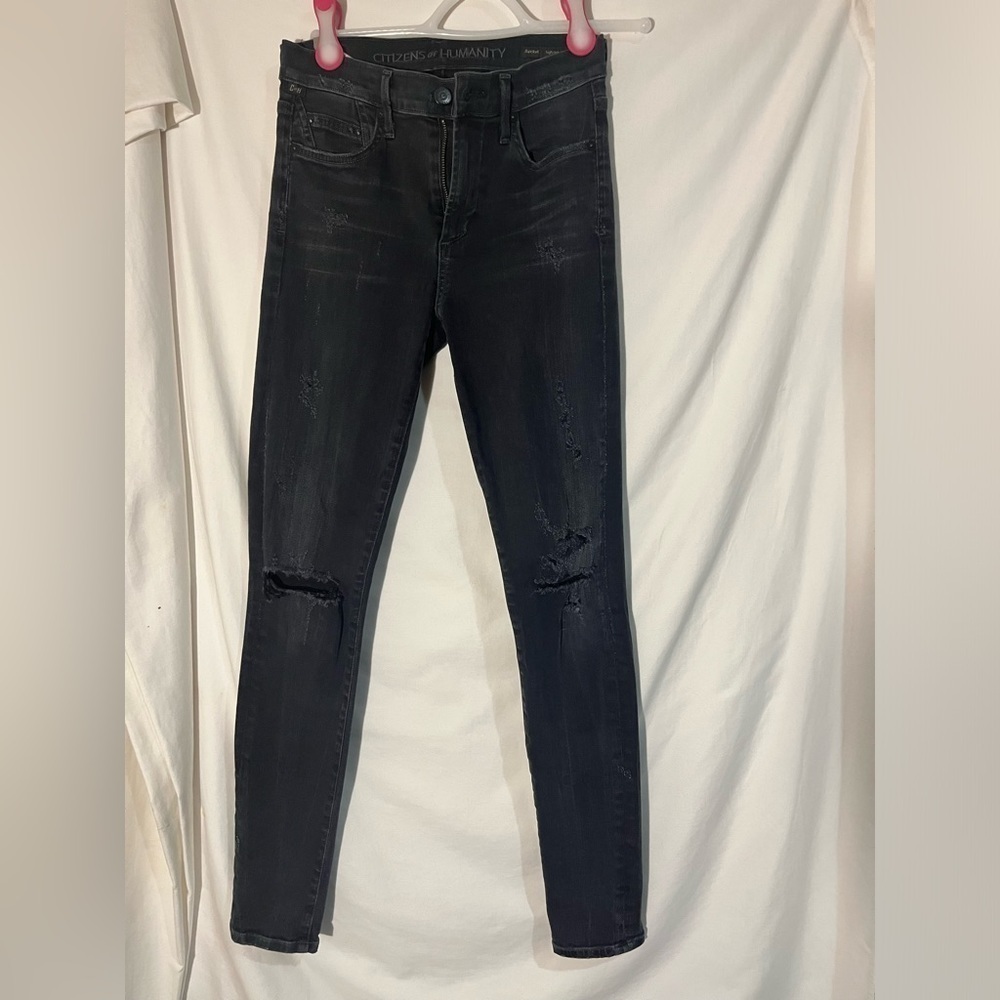 Citizens of Humanity Rocket Skinny High Rise Distressed Jean Porter Ashy Black - Picture 9 of 9